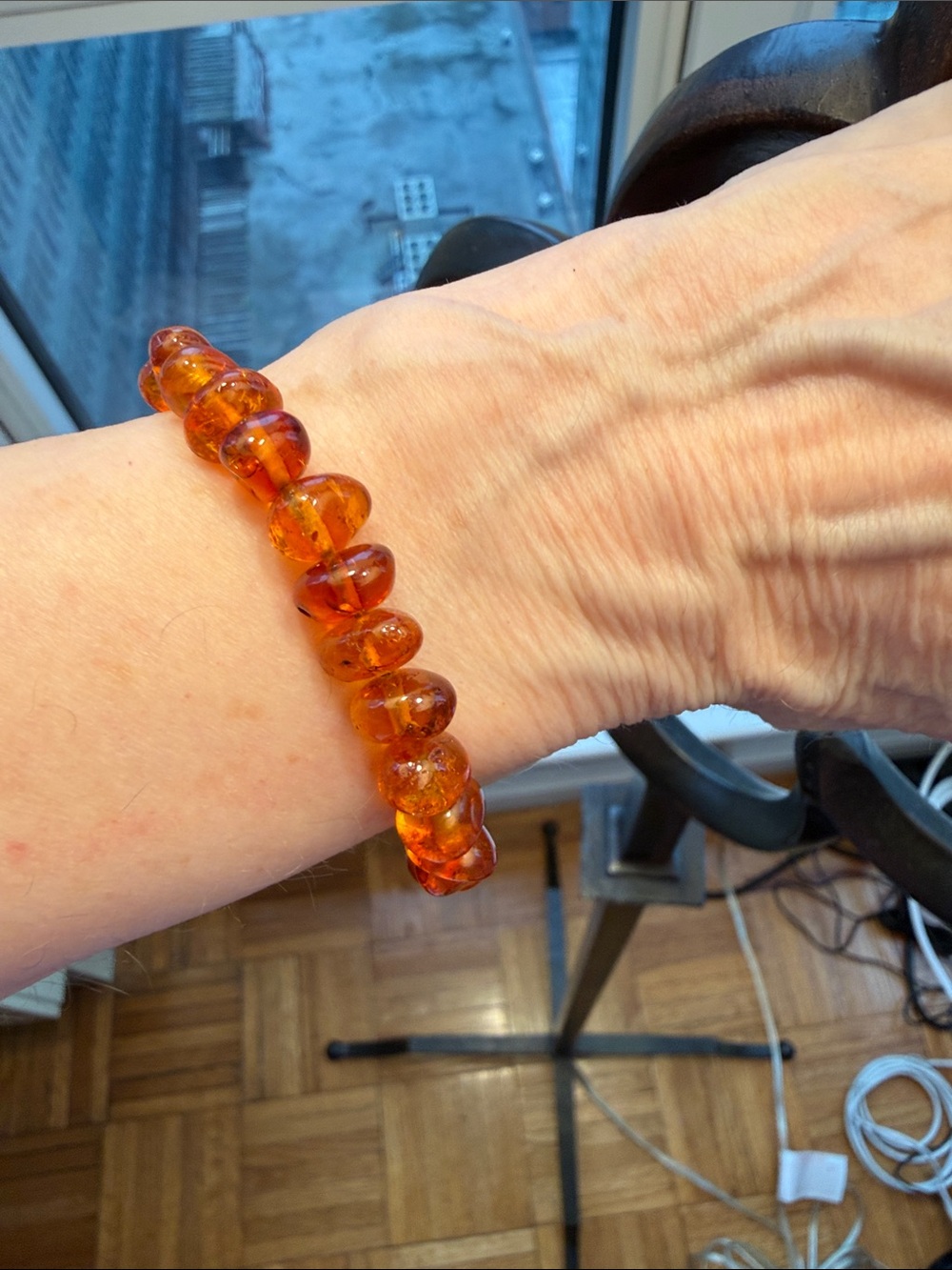 Baltic Amber Bracelet w/Polished Smooth Rondel Beads & Ring Clasp.